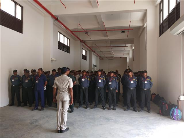 Briefing in the training hall